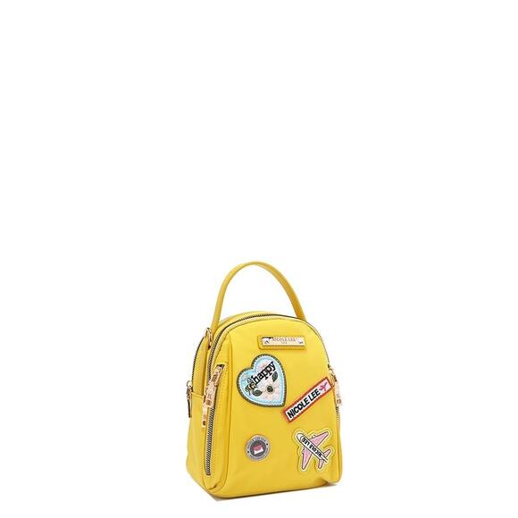 Nicole Lee USA Mini Embroidered Color Patch Adjustable Strap Multi Bag | Yellow main image 12